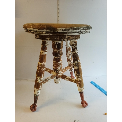 112 - Georgian Stool with Ball & Claw Feet, Collection Only