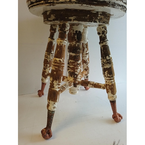 112 - Georgian Stool with Ball & Claw Feet, Collection Only