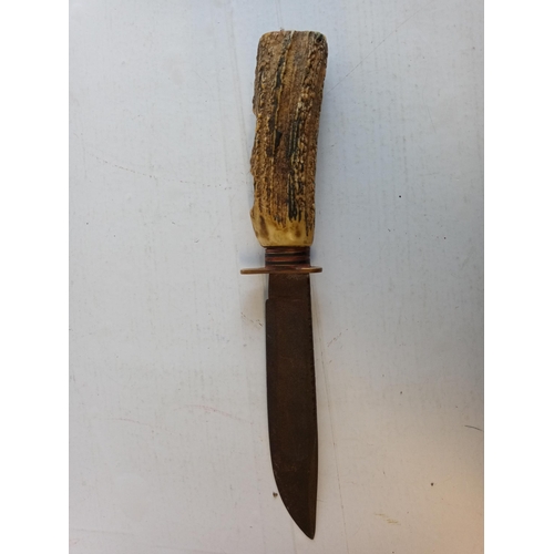 117 - F W James Horn Handle Hunting Knife