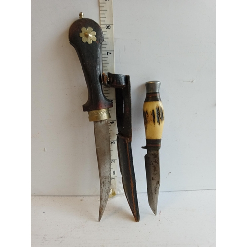 122 - Middle Eastern Dagger & a William Forest, Sheffield Small Hunting Knife with Leather Sheath