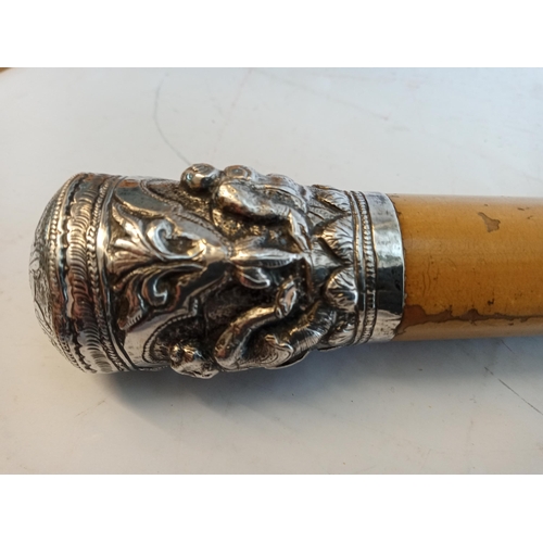 163 - Ornate Silver Top Walking Stick