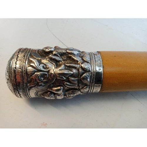 163 - Ornate Silver Top Walking Stick