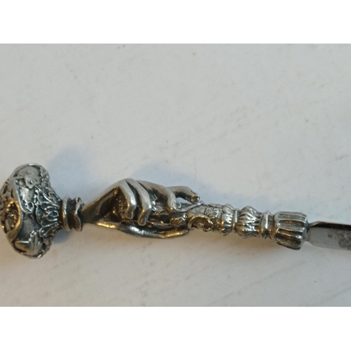 2 - Very Ornate White Metal Hand Painted Letter Opener