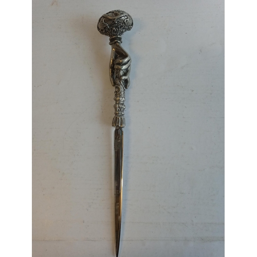 2 - Very Ornate White Metal Hand Painted Letter Opener