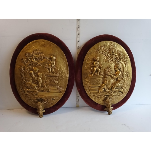 61 - Pair of Edwardian Cupid Wall Plaques Early 1900's, Very Good Quality