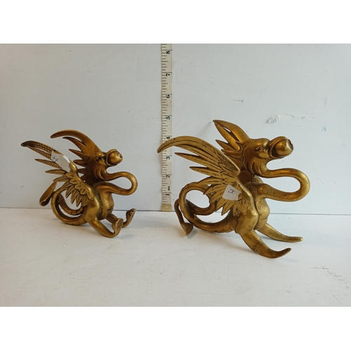 62 - 2 Brass Griffins 1900's