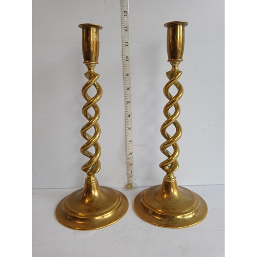 179 - Edwardian Brass Open Twist Candle Sticks