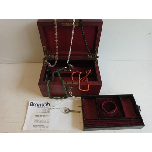 142 - Beautiful Jewellery Box with Bramah Lock & key