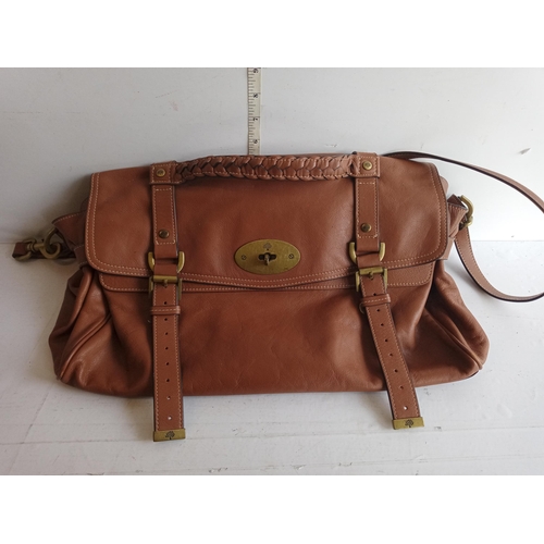 194 - Mulberry Oversized Alexa Tan Oak Buffalo Leather Satchel Bag