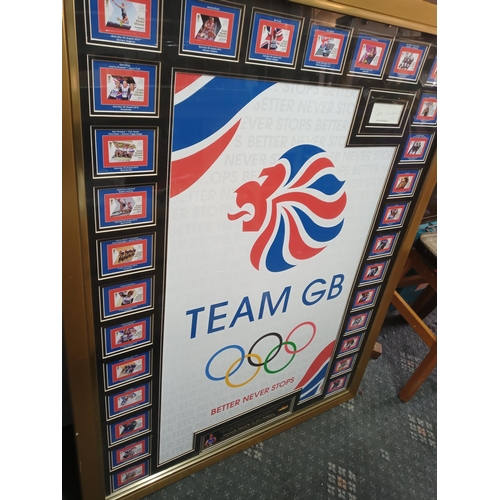 363 - Team GB Olympic Medal Winners 1st Class Stamps, Framed. Signed Steve Redgrave.42 Inch Hight By 33 In... 