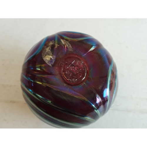 106 - Iridescent Paper Weight, Signed. Possibly Isle of White