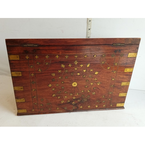 113 - Beautifully Inlaid Middle Eastern Writing Box with Key