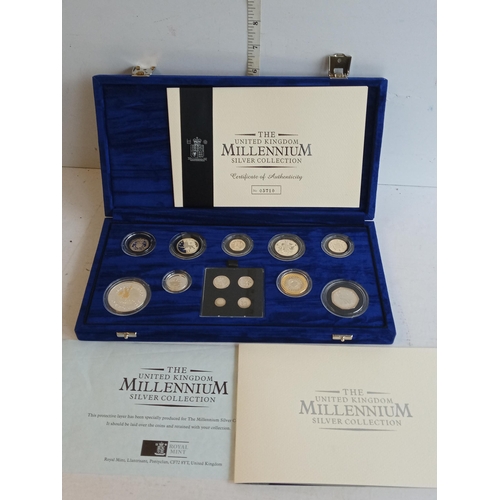 237 - Millennium Silver Coin Set & Maundy Set with Certificate and in Fitted Case