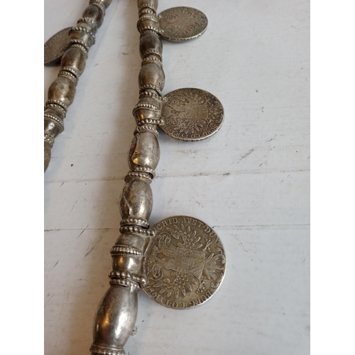 26 - Circa 1900 Omani Thaler Silver Necklace with 6 Maria Theresa Thalers Dated 1780. Necklace comprises ... 