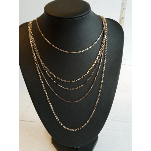 262 - 5 Assorted Silver Chains