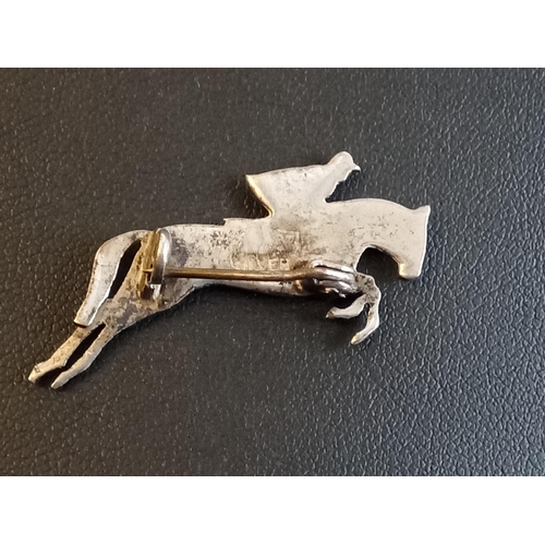 264 - Silver Race Horse & Rider Brooch