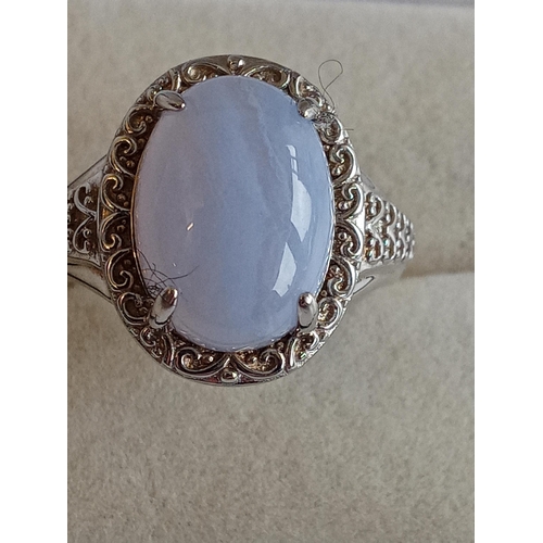 280 - Silver Blue Lace Tanzanite  Ring & 1 of 100 Pieces  Pearl Ring