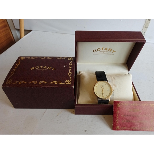 3 - 9ct Gold Gents Rotary Watch, Boxed. GWO