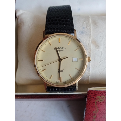 3 - 9ct Gold Gents Rotary Watch, Boxed. GWO