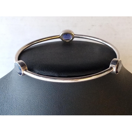 34 - Silver Gem Stone Bangle