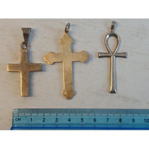 38 - 3 Large Silver Crosses