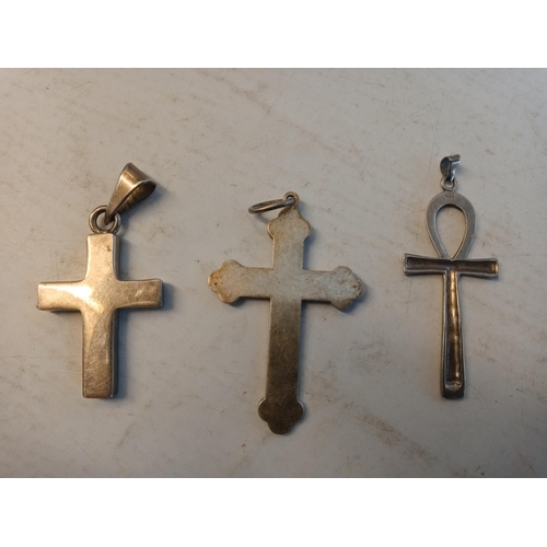 38 - 3 Large Silver Crosses