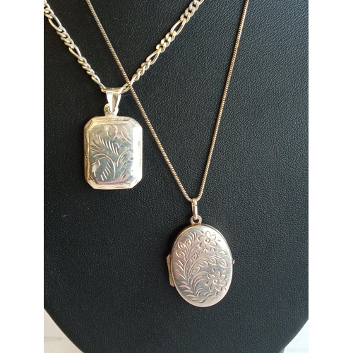 55 - 2 Silver Lockets with Silver Chains