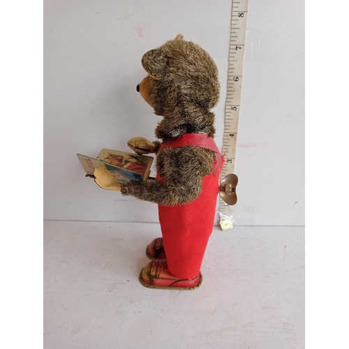 63 - Vintage Clockwork Bear Reading a Book.