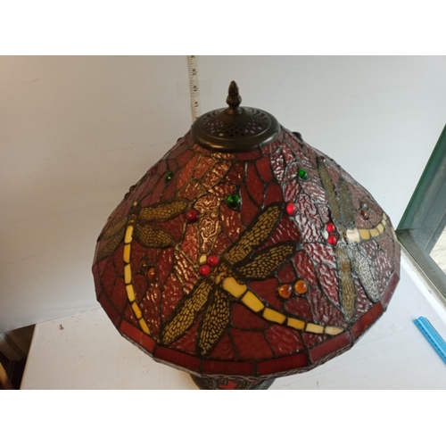 84A - Very Good Heavy Quality Dragonfly Tiffany Style Lamp, Working order. Collection Only