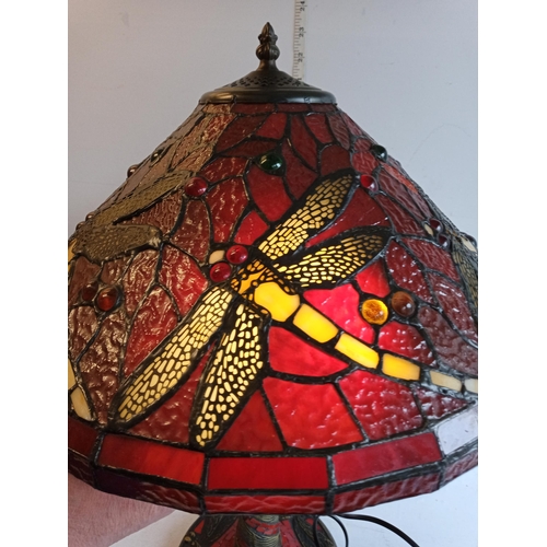 84A - Very Good Heavy Quality Dragonfly Tiffany Style Lamp, Working order. Collection Only