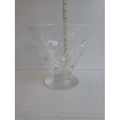 90 - Thomas Webb Tapered Bullseye Vase, Engraved with Grape & Vine