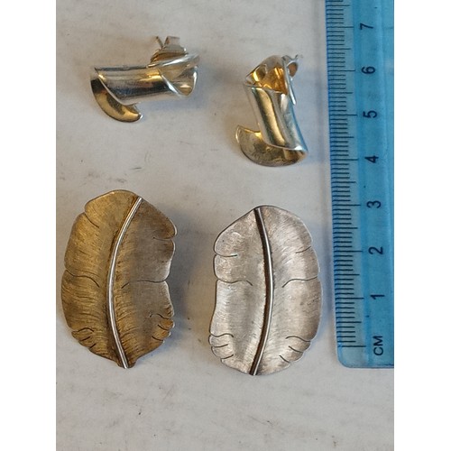 45 - 2 Pairs of Silver Earrings