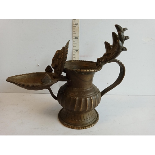 188 - Antique Newar Nepal Bronze Sukunda Vishnu Ganesh Oil Lamp