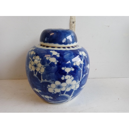 197 - Chinese Antique Prunus Ginger Jar & Lid