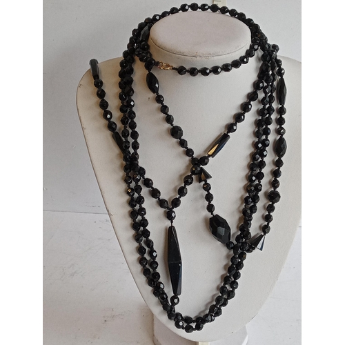 147 - 3 French Art Deco Black Glass Necklaces