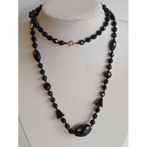 147 - 3 French Art Deco Black Glass Necklaces