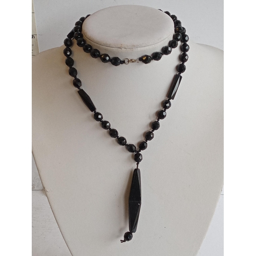 147 - 3 French Art Deco Black Glass Necklaces