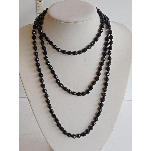 148 - 3 French Art Deco Black Glass Necklaces