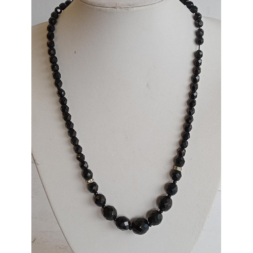 148 - 3 French Art Deco Black Glass Necklaces