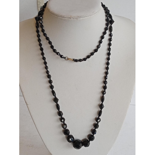 148 - 3 French Art Deco Black Glass Necklaces