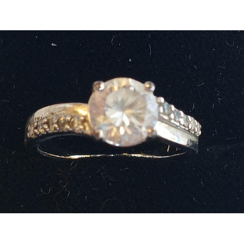 17 - Silver Solitaire Ring,size N