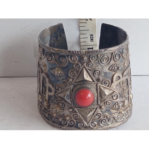 19 - Moroccan Silver Cuff Bangle, 70.47 grams