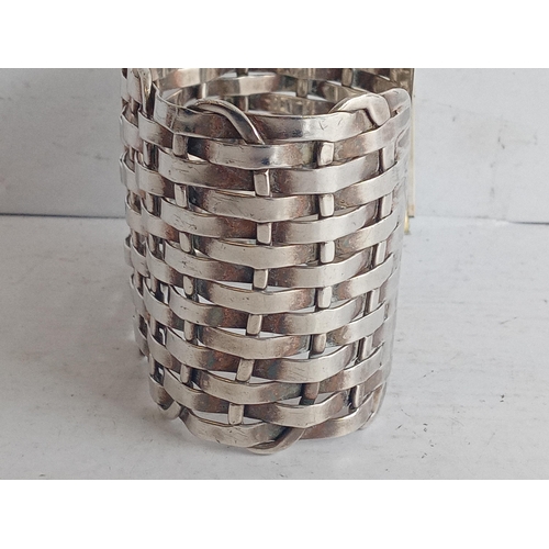 25 - Vintage Silver Weave Cuff Bangle 73.49 grams