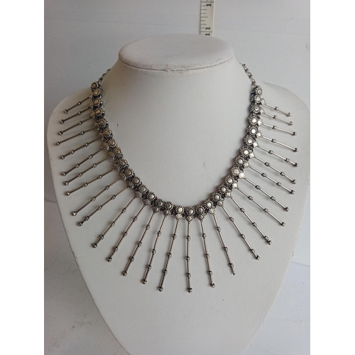 27 - Heavy Silver Triple Necklace Multi Stick