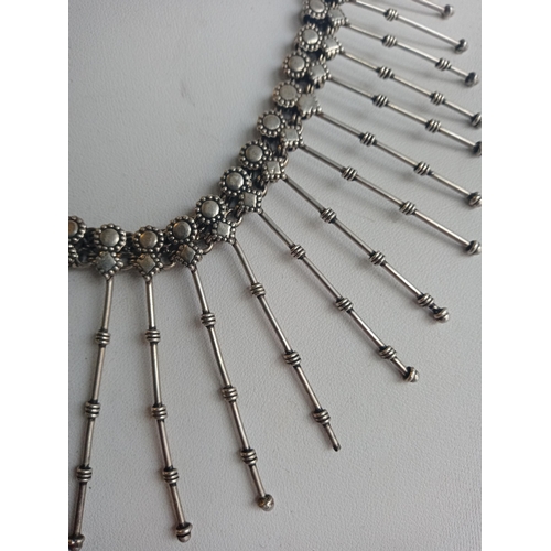 27 - Heavy Silver Triple Necklace Multi Stick