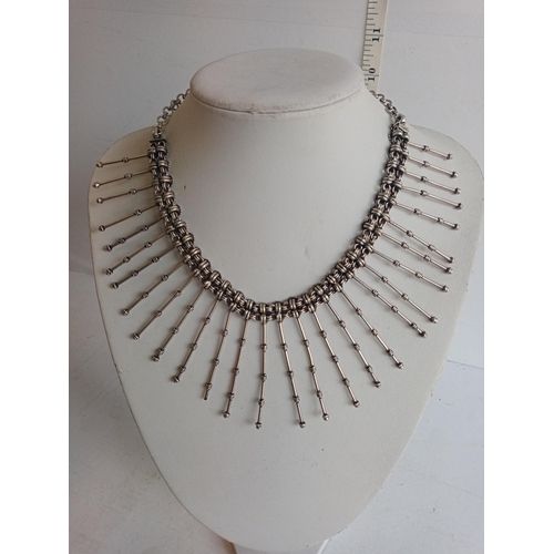 27 - Heavy Silver Triple Necklace Multi Stick