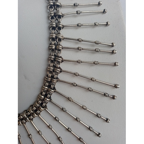 27 - Heavy Silver Triple Necklace Multi Stick