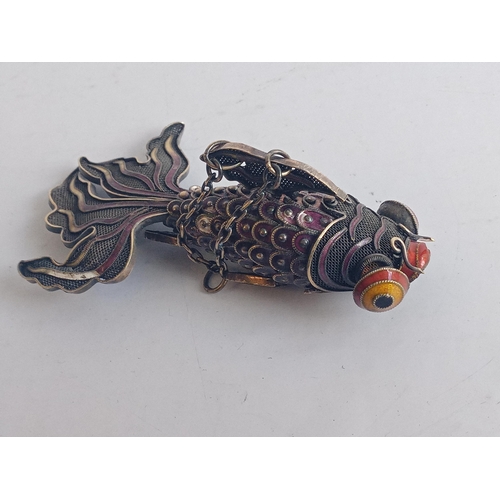 3 - Silver & Enamel Articulated Fish