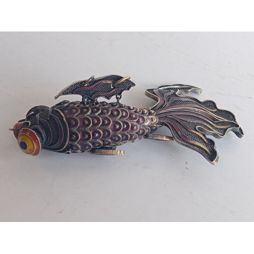 3 - Silver & Enamel Articulated Fish