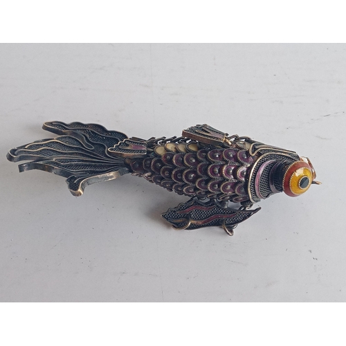 3 - Silver & Enamel Articulated Fish